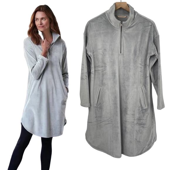 Soft Surroundings Auberon Mini Dress Coziest Zip Up Tunic Pullover Silver NEW S - Picture 1 of 10